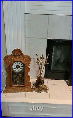 VINTAGE FRENCH ROCOCO Solid Brass MINI FIREPLACE TOOL SET STAND