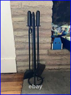 VINTAGE MID CENTURY MODERN Modernist Black FIREPLACE TOOLS C. 1960