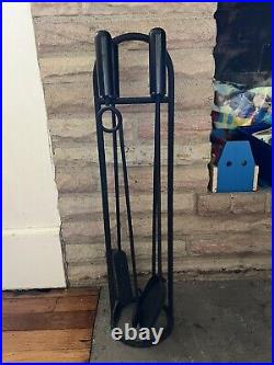 VINTAGE MID CENTURY MODERN Modernist Black FIREPLACE TOOLS C. 1960