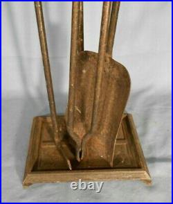 VINTAGE SET OF EARLY 20th CENTURY OWL FIREPLACE TOOLS AND STAND