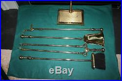 VIRGINIA METALCRAFTERS with HARVIN SOLID BRASS 5 PIECE Fireplace Tool Set