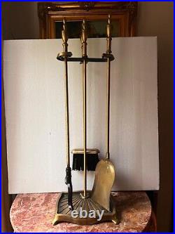 VTG BRASS FIREPLACE TOOL SET 4 Pc set Taiwan 33