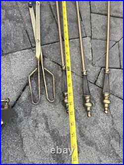 VTG Heavy 11.8 Lb Solid Metal Fireplace Tool Set & Stand 30 tall 5 pc set