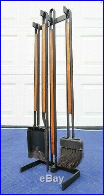 VTG Modernist TONY PAUL FIREPLACE TOOLS SET Iron Wood MID CENTURY Deskey Nelson