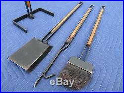 VTG Modernist TONY PAUL FIREPLACE TOOLS SET Iron Wood MID CENTURY Deskey Nelson