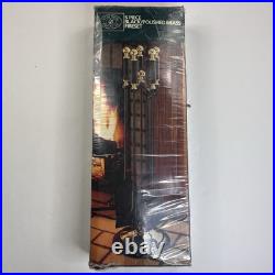 VTG NEW Solid Black Metal & Polished Brass Fireplace 5 Piece Set Windsor Browne