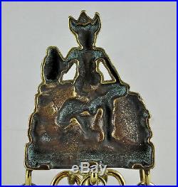 VTG Peerage England 18 Brass Fireplace Tool Set Pixie Devil Mushroom Figure