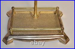 VTG Solid Brass Art Deco 5pc Fireplace 31 Tools set w Tongs (4 tools & stand)