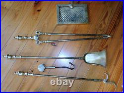 Va Metalcrafters/ Harvin Brass 5 Piece All Brass Fireplace Tool Set