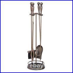 Venetian Bronze 5-Piece Fireplace Tool Set with Ball Handles and Heavy Weight