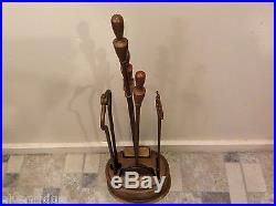 Vintage 1940's Brass Fireplace Cleaning Tool Set 5 pieces