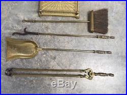 Vintage (1950's) Fireplace tool set, Solid Brass 5 pieces