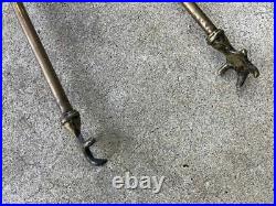 Vintage 1950's Solid Brass Fireplace Tool Set with HORSE HEAD Handles England