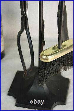 Vintage 1970 Cast iron equestrian horse head fireplace tool set