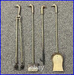 Vintage 1979 Brass Duck Head Fireplace Tool Set 4 Tools & Stand by Custom Decor