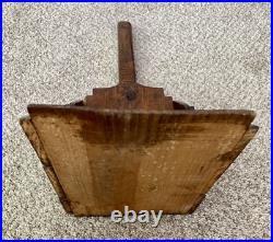 Vintage 2-Piece Spanish Folk Art Fireplace Tool Set Wooden Dust Pan with Broom