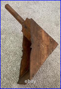 Vintage 2-Piece Spanish Folk Art Fireplace Tool Set Wooden Dust Pan with Broom