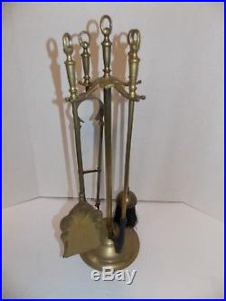 Vintage 22'' 4 Piece Brass Fireplace Tool Set