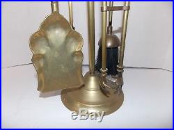 Vintage 22'' 4 Piece Brass Fireplace Tool Set
