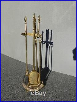 Vintage 4 Piece Brass Fireplace Tool Set