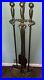 Vintage 4PC Brass Fireplace Tools Poker Shovel Tongs Broom Stand Scalloped