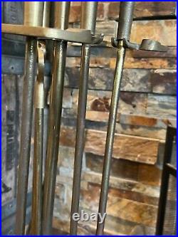 Vintage 5 Piece BRASS DUCK FIREPLACE POKER SETMallard Fire ToolBrushShovel