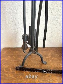 Vintage 5 Piece Fireplace Tools Brutalistic Iron Black