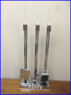 Vintage Alessandro Albrizzi Chrome and Lucite Fireplace Tool Set