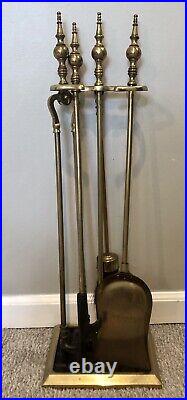 Vintage Antique Brass Federal Style Fire Place Tools Fireplace Wood Stove Set