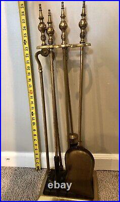 Vintage Antique Brass Federal Style Fire Place Tools Fireplace Wood Stove Set