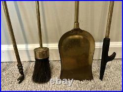 Vintage Antique Brass Federal Style Fire Place Tools Fireplace Wood Stove Set
