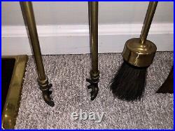 Vintage Antique Brass Federal Style Fire Place Tools Fireplace Wood Stove Set