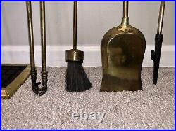 Vintage Antique Brass Federal Style Fire Place Tools Fireplace Wood Stove Set