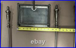 Vintage Antique Brass Fireplace Tool Set 4 Piece & Stand