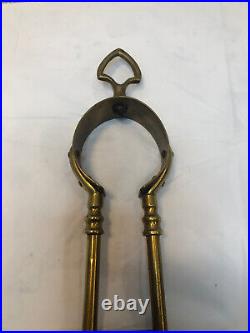 Vintage Antique Brass Fireplace Tools Set English