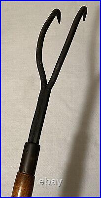 Vintage / Antique Iron Fire Place Poker Log Roller Tool 35 1/2 Long