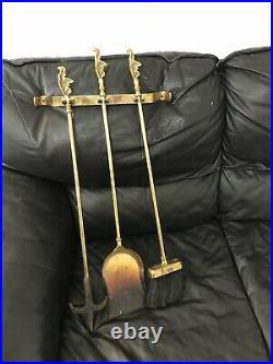 Vintage/Antique Solid Brass Fireplace Tool Set (4 Pieces)