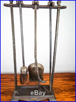 Vintage Arts & Crafts Fireplace Tools Fireside Iron Hearth Set Spanish Revival