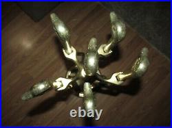 Vintage BRASS DUCK HEAD Mallard FIREPLACE TOOL SET 5 Piece 4 Tools and Stand