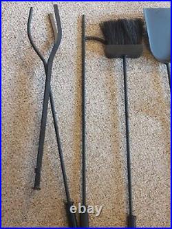 Vintage Black Iron Fireplace Four Piece Tool Set