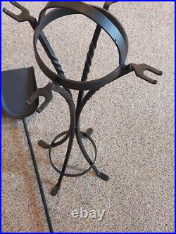 Vintage Black Iron Fireplace Four Piece Tool Set