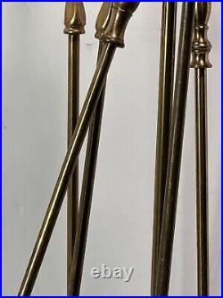 Vintage Brass 5 pc Fireplace Tool Set Tongs, Brush, Poker & Shovel 28 Inch RARE