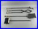 Vintage Brass Black Wrought Iron Poker Shovel Broom Tongs Fireplace Tool Set Lot