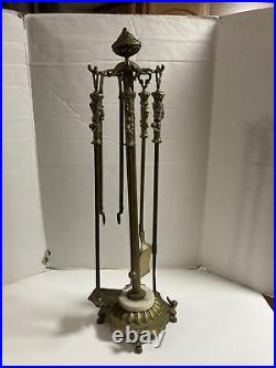 Vintage Brass Cherub Fireplace Tool Set