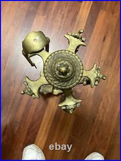 Vintage Brass Cherub Fireplace Tool Set