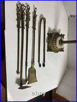 Vintage Brass Cherub Fireplace Tool Set
