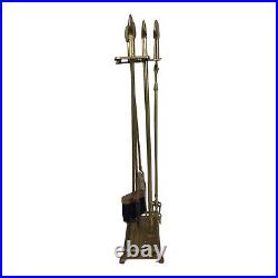 Vintage Brass Clamshell Fireplace Tool Set Stand Seashell Art Deco