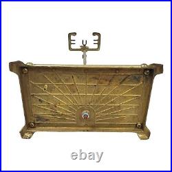 Vintage Brass Clamshell Fireplace Tool Set Stand Seashell Art Deco