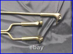 Vintage Brass Duck Head Fireplace Complete Set 4 Tools & Stand 5 Piece 31H