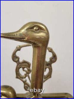 Vintage Brass Duck Head Fireplace Tool Set